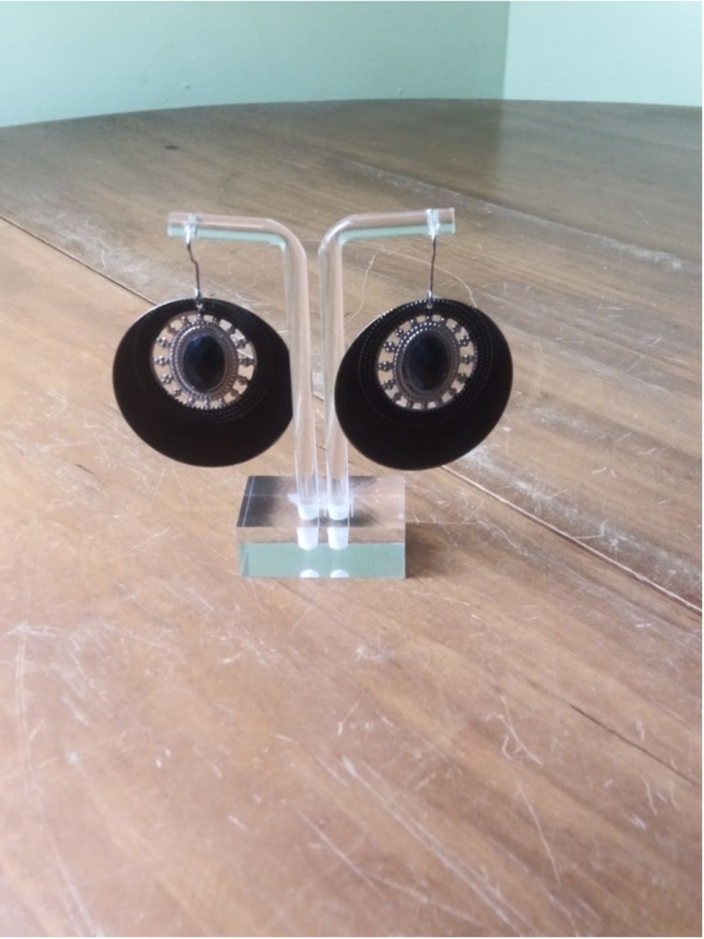 Unbranded Black Silver Drop Earrings One Size